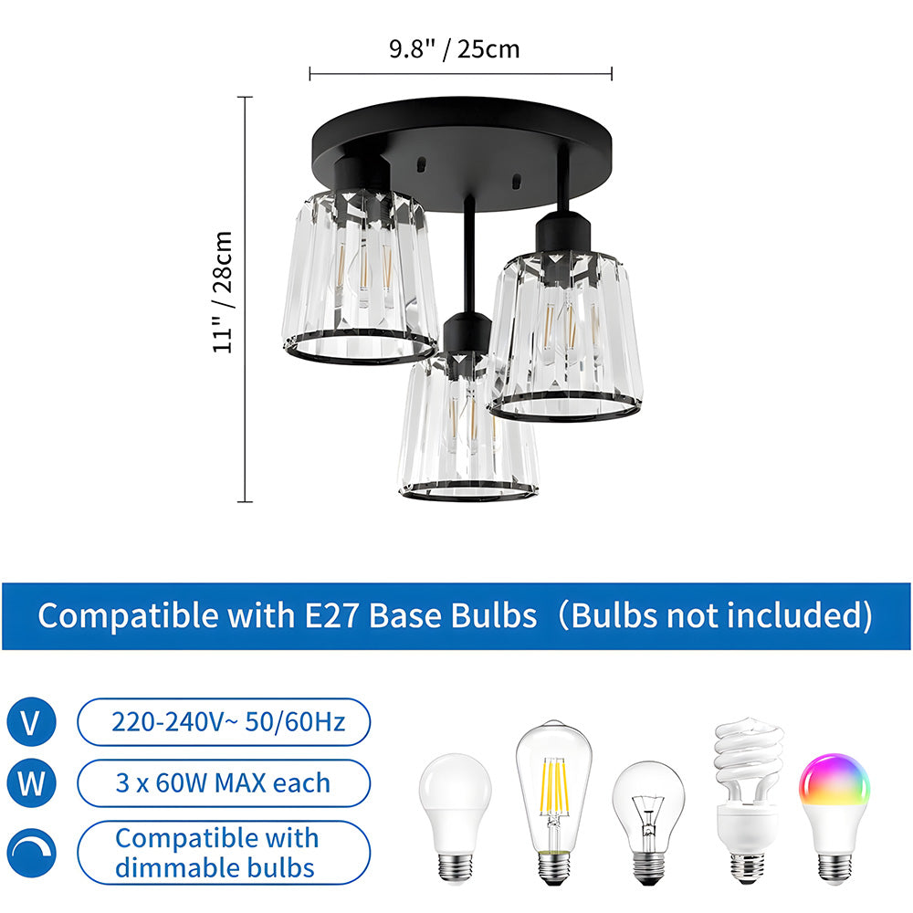 Modern Crystal Chandelier Flush Mount Ceiling Light for Living Room