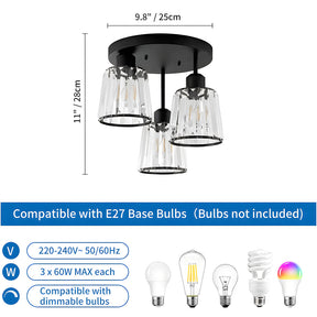 Modern Crystal Chandelier Flush Mount Ceiling Light for Living Room