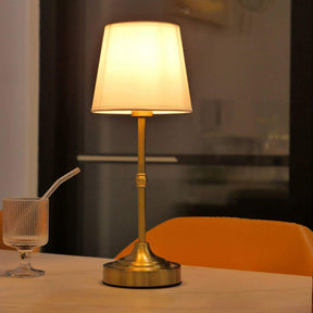 Vintage Gold Metal Bedside Table Lamps with Fabric Shade