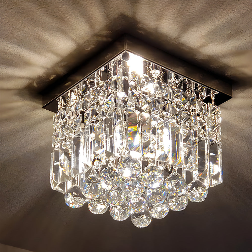 Modern Crystal Small Flush Mount Hallway Ceiling Lamp