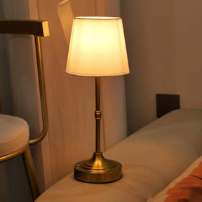 Vintage Gold Metal Bedside Table Lamps with Fabric Shade