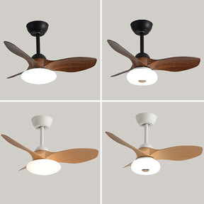 Natural Wood Simple Stylish Ceiling Fan With LED Light