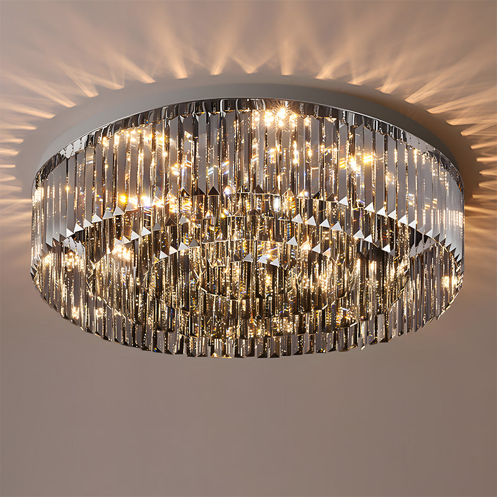 Luxury Crystal Round Flush Mount LED Ceiling Lights for Living Room