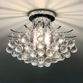 Silver Crystal Bouquet Semi-Flush Ceiling Light for Hallway