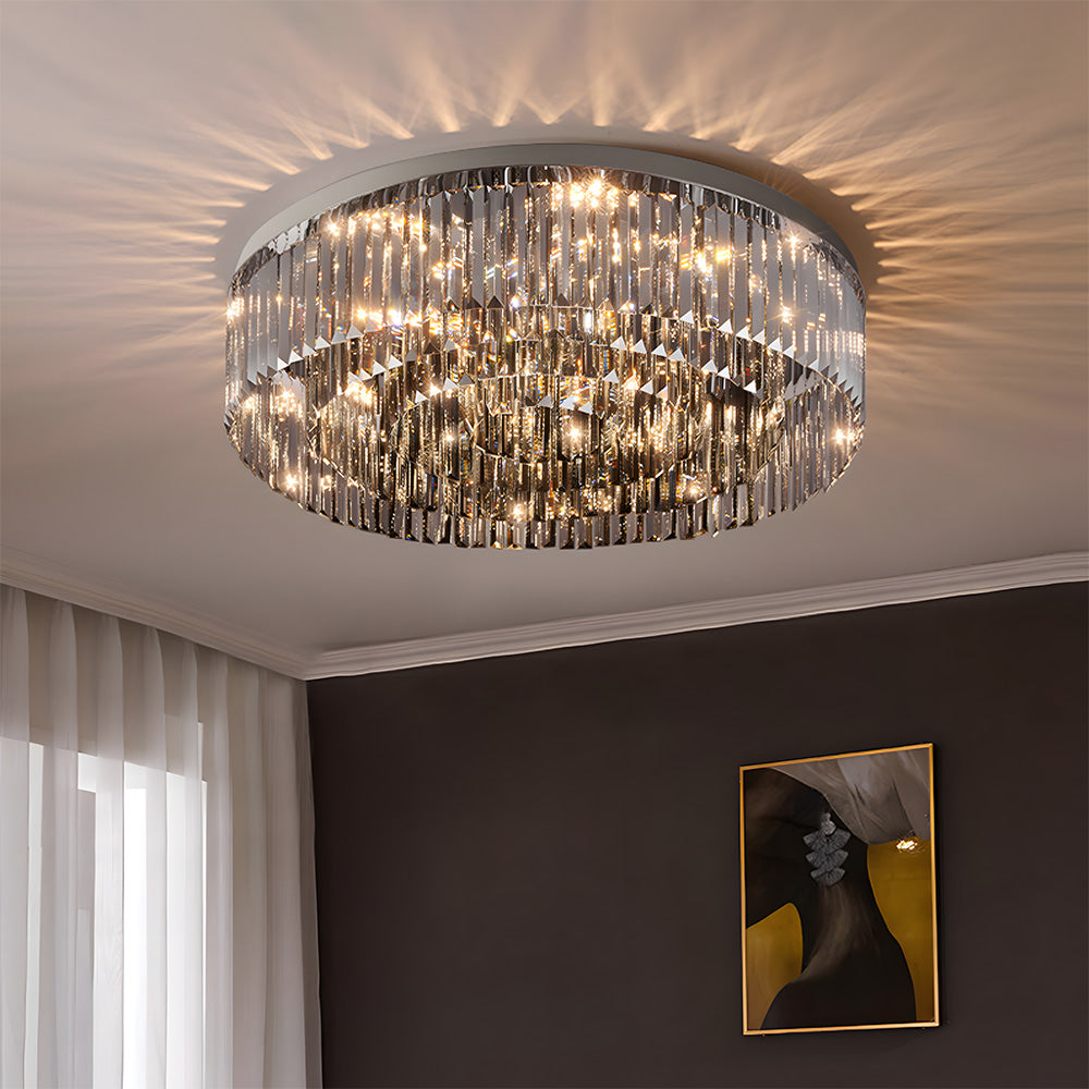 Luxury Crystal Round Flush Mount LED Ceiling Lights for Living Room