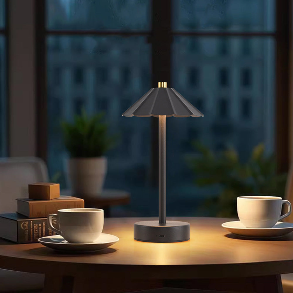 Creative Umbrella and Dome Acrylic Shade Rechargeable Table Lamp for Bar Cafe