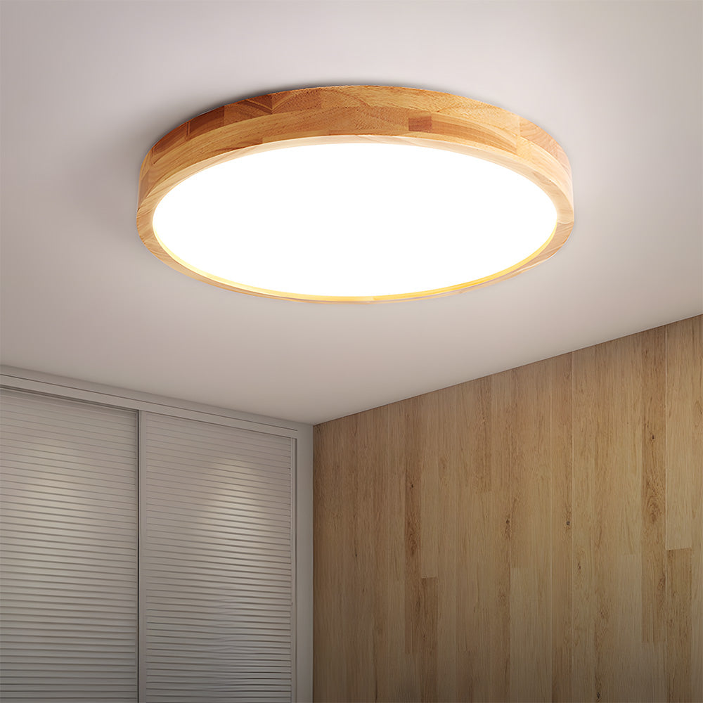 Ultra-thin Wood LED Flush Mount Ceiling Lamp