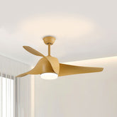 Wood Simple Flush Ceiling Fan With LED Light And Remote