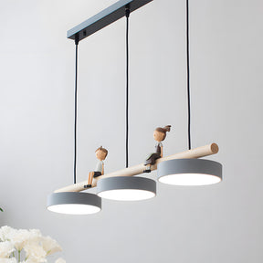 Modern Macaron LED Pendant Light With Cartoon Figures for Dining Area