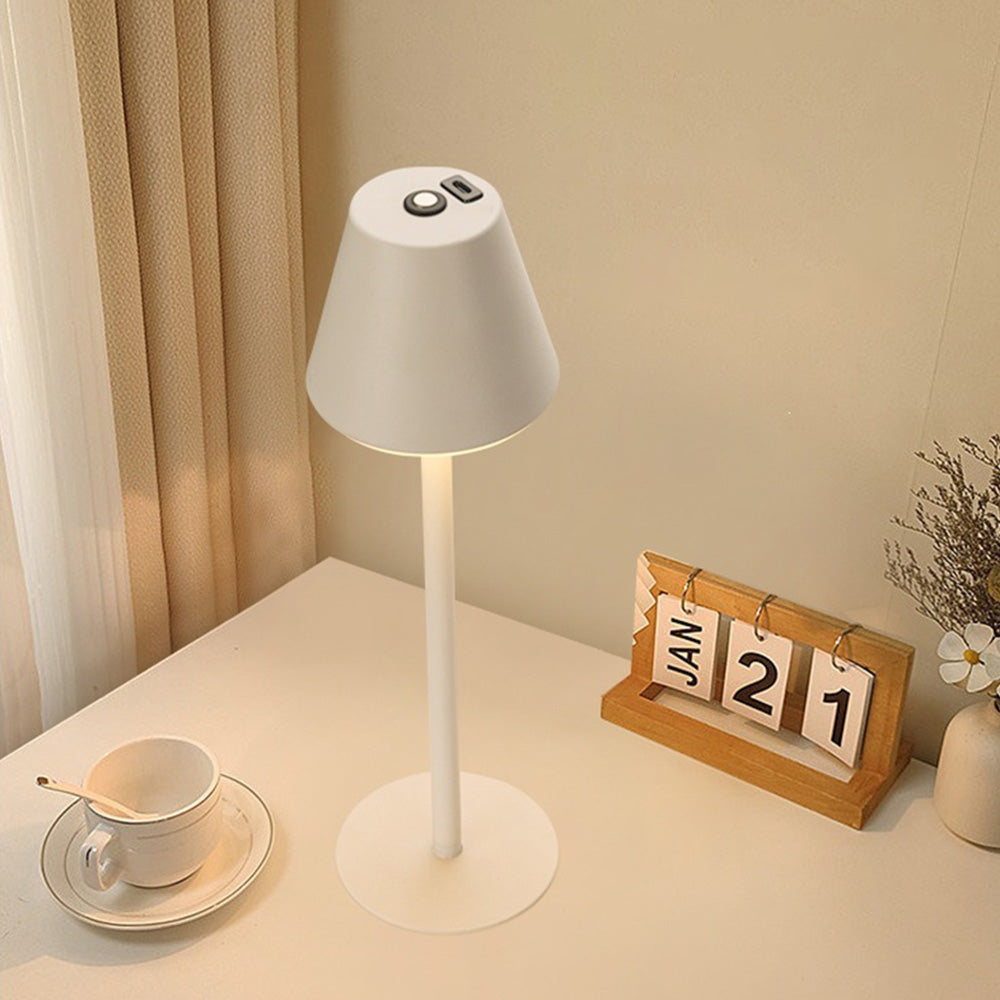 Tall-Stem Mushroom Acrylic Rechargeable Touch Control Table Lamp for Bedroom
