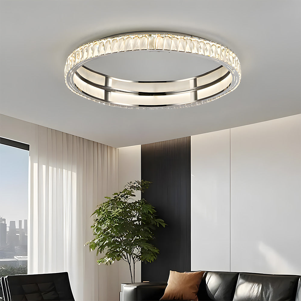 Crystal Aluminium Ring Trim LED Ceiling Light for Living Room