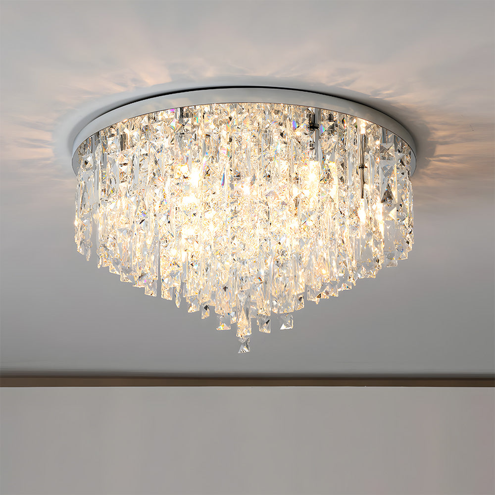 Luxury Crystal Ceiling Light Stainless Steel Flush Mount for Porch