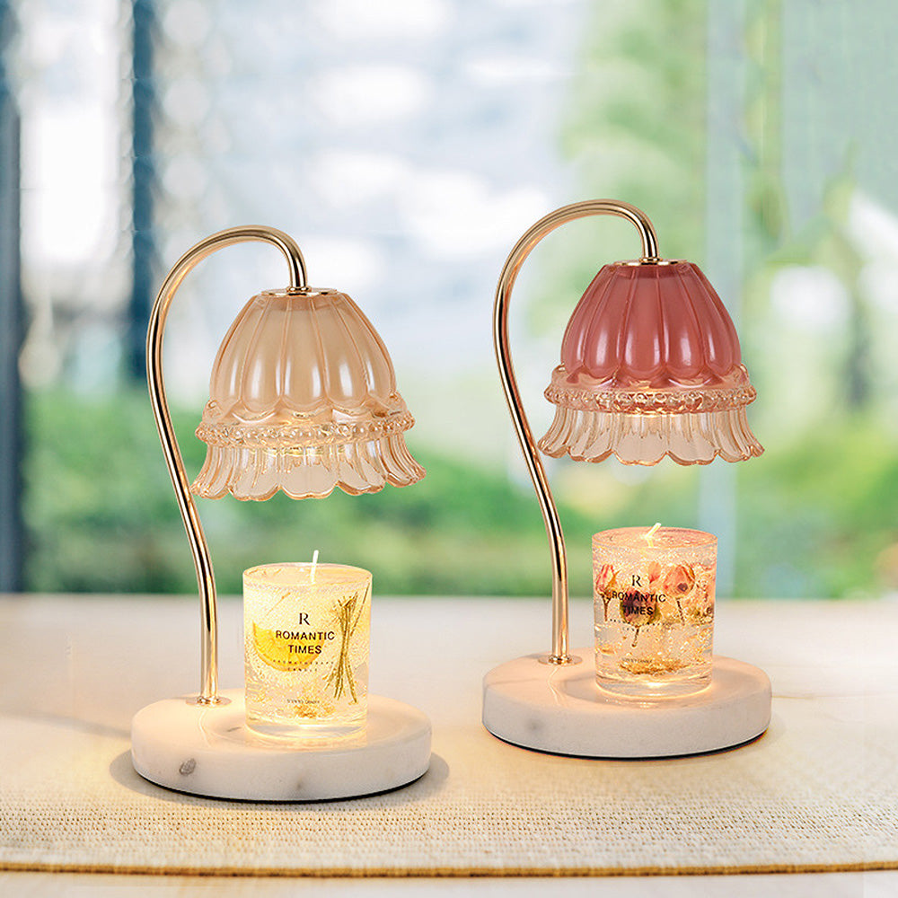Creative Glass Flower Shape Mini Warming Candle Lamp