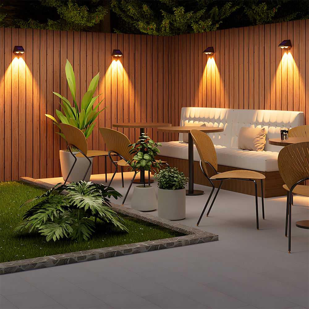 Minimalist Black IP65 Weatherproof Solar Powered Exterior Wall Lights, Dusk-to-Dawn