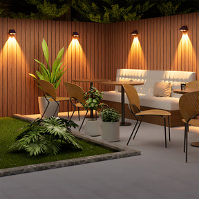 Minimalist Black IP65 Weatherproof Solar Powered Exterior Wall Lights, Dusk-to-Dawn
