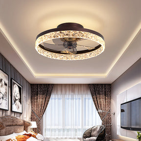 Modern Round Hardware Ceiling Fan With LED Light