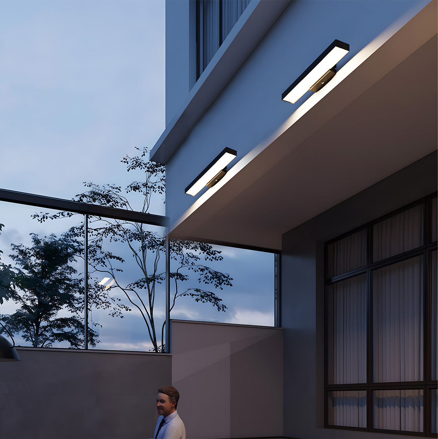Modern IP54 Waterproof Linear PIR Motion Sensor LED Outdoor Wall Lights for Patio