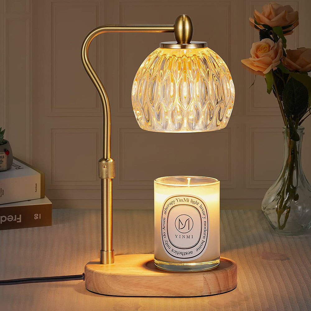 Contemporary Glass Gold Bedroom Warming Candle Lamp