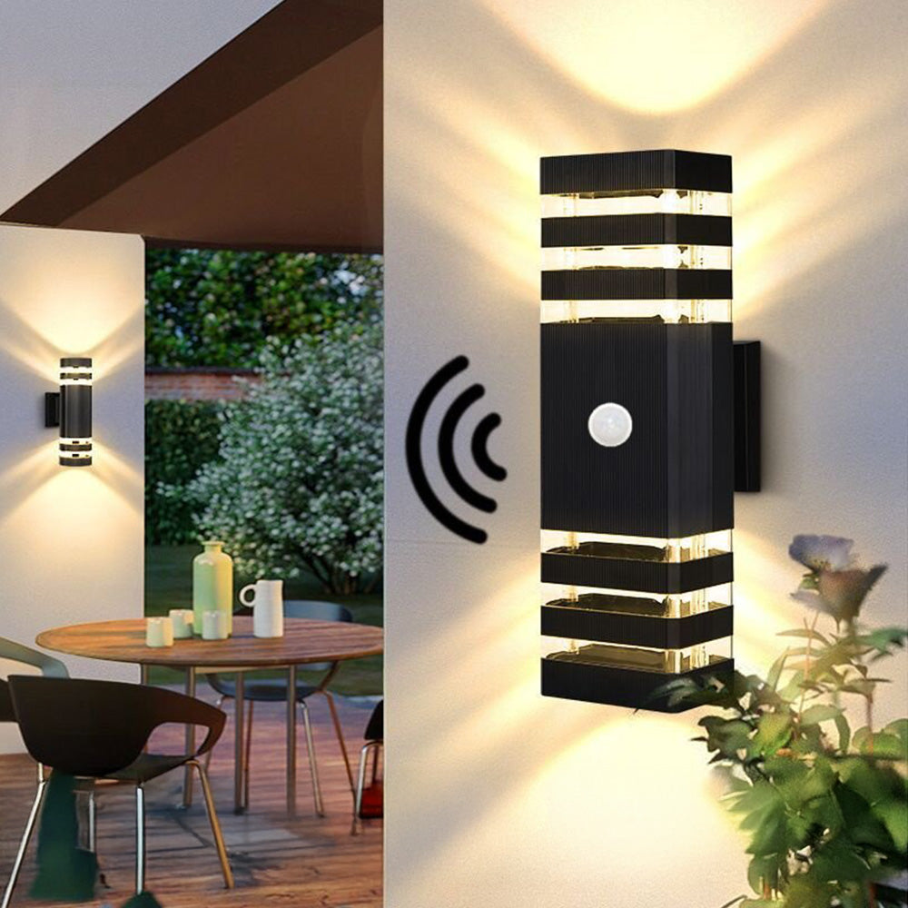 Modern Layered Outdoor Wall Lights with Optional PIR Sensor for Porch Patio