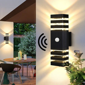 Modern Layered Outdoor Wall Lights with Optional PIR Sensor for Porch Patio