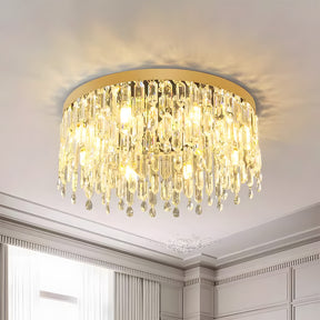 Luxury Gold Crystal Flush Mount Ceiling Light for Living Room