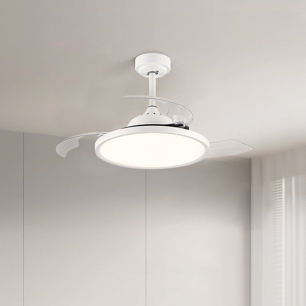 White Simple Design Flush Ceiling Fan With LED Lights