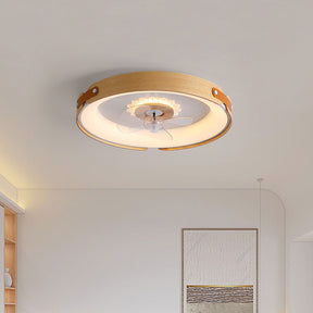 Wood Simple Round Ceiling Fan With LED Lighting