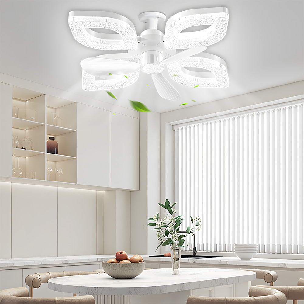 Modern Flush Silent Ceiling Fan with Light for Bedroom Living Room
