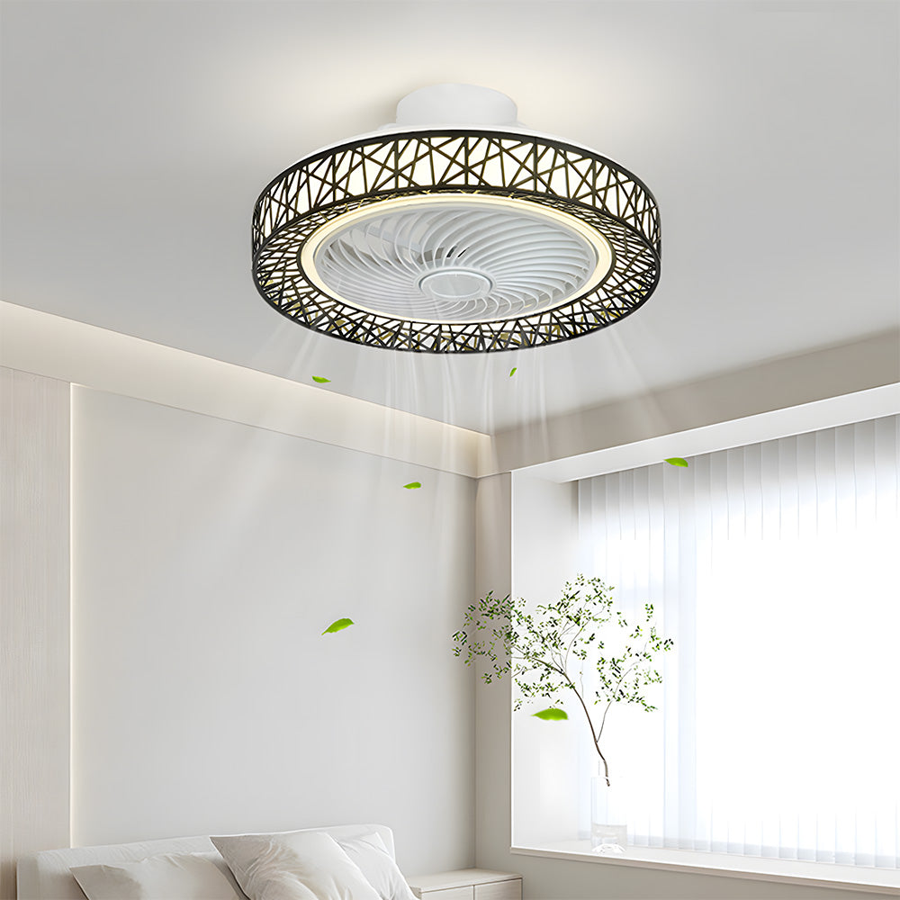 Modern Ceiling Fan with Light for Kids room Kitchen Bedroom, 3 Speed, Low Profile Remote Control