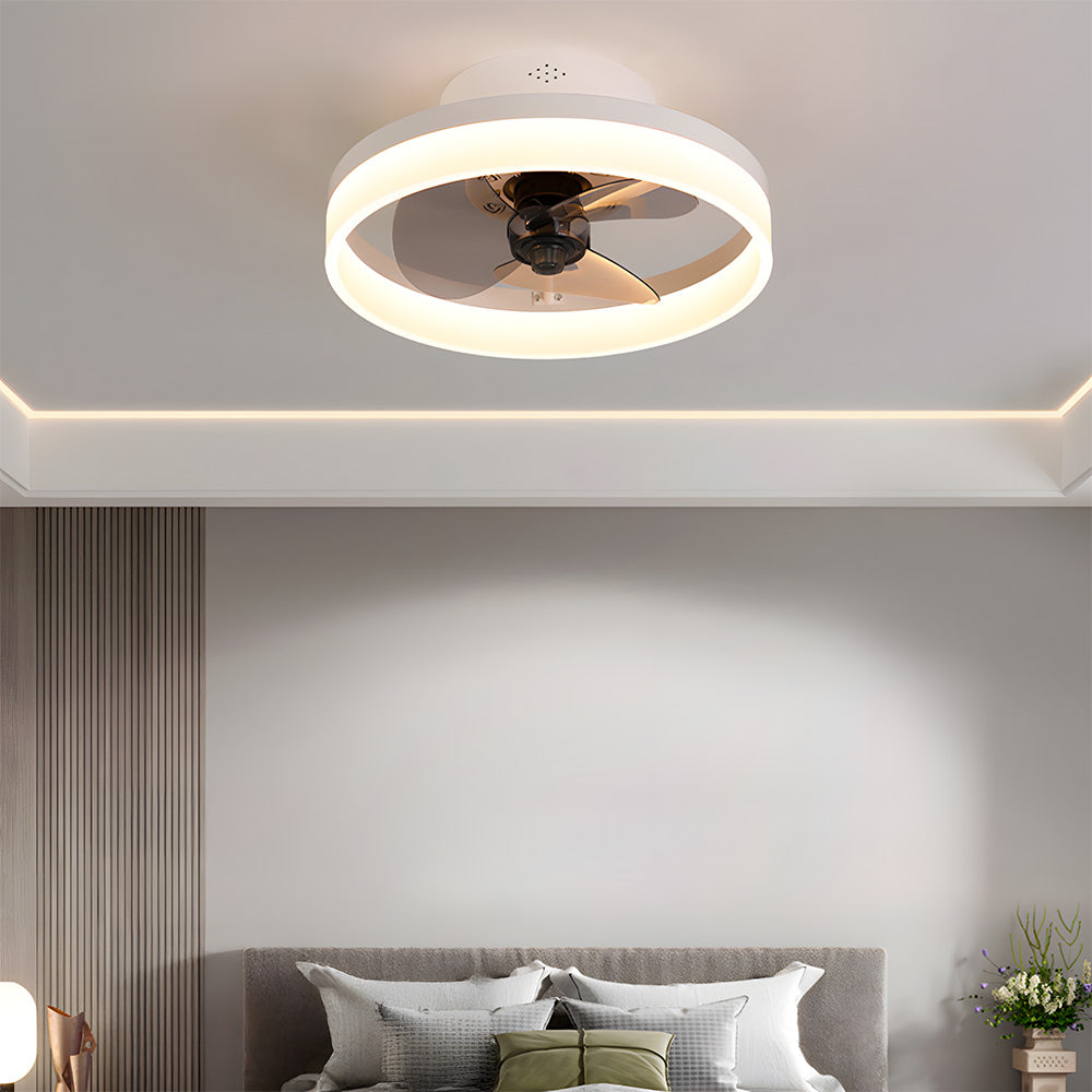 Modern Low Profile Ceiling Fan with Light 6 Speeds Reversible DC Motor Fan Light