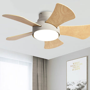 Contemporary Wood Semi-Flush Ceiling Fan With Lighting