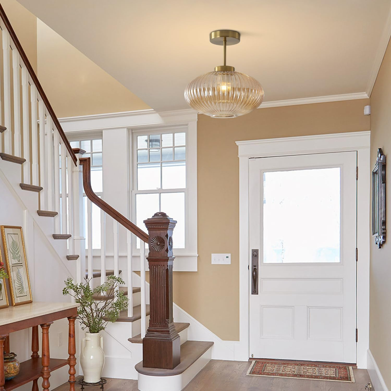 Mid century close to ceiling lights for hallway