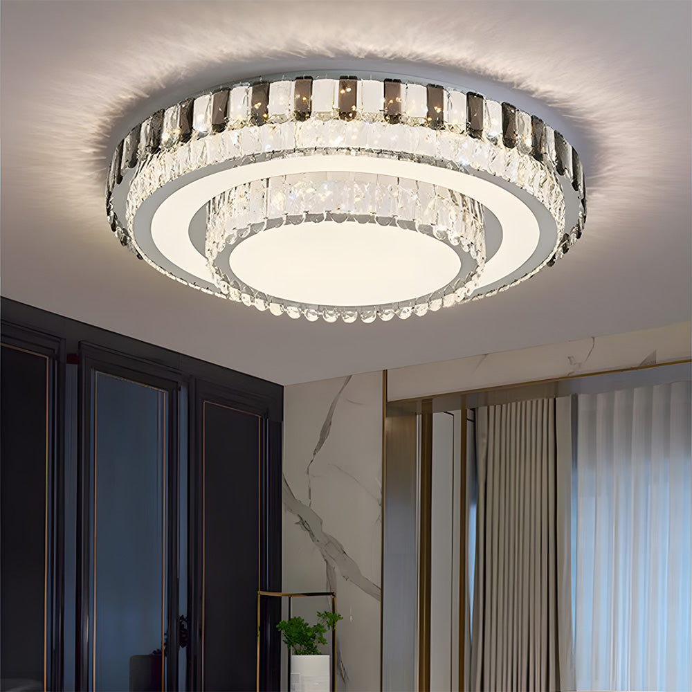 Modern LED Crystal Flush Mount Ceiling Lights Fixture for Dining Room Bedroom