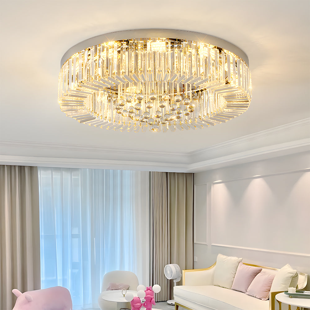 Modern Crystal Flush Mount Ceiling Light Fixture For Bedroom Hallway