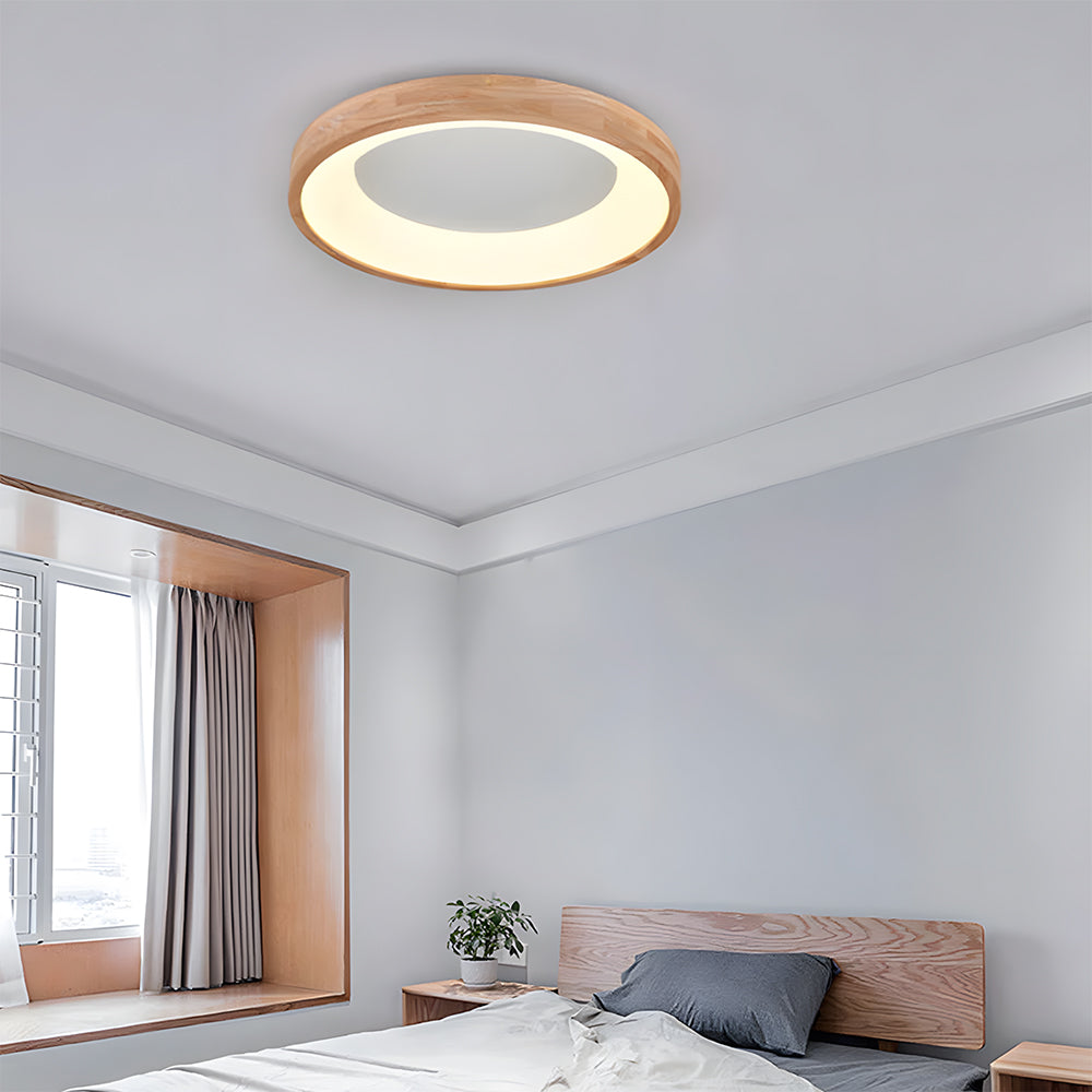 Flush Mount Ceiling Light Round Wooden LED Ceiling Lights