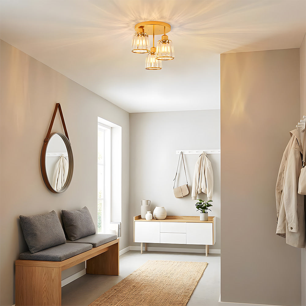 Modern Crystal Chandelier Flush Mount Ceiling Light for Living Room