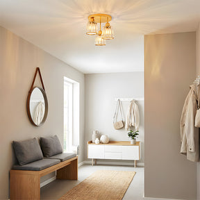 Modern Crystal Chandelier Flush Mount Ceiling Light for Living Room