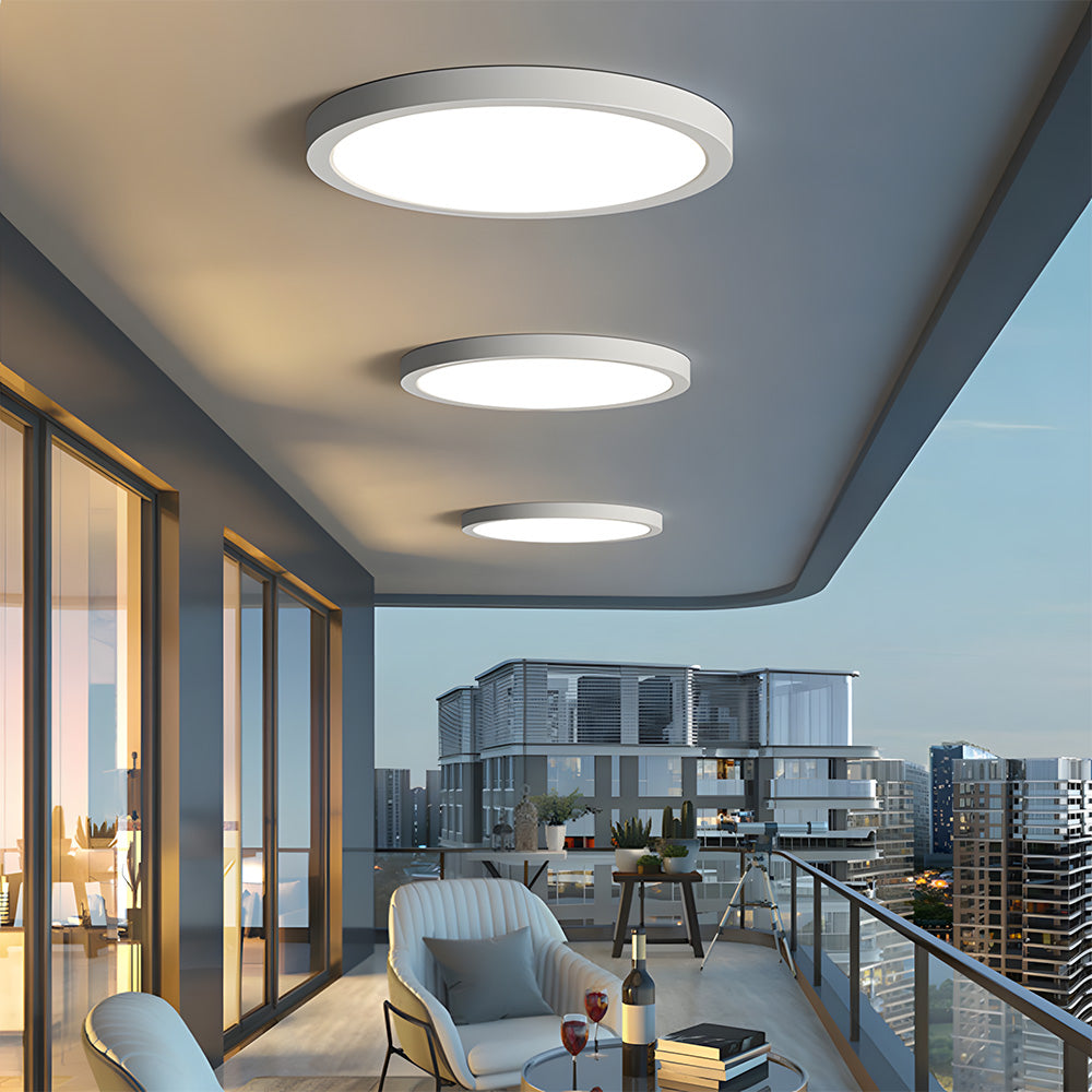 IP65 Round Slim Flush Plastic&PC LED Outdoor Ceiling Light for Patio