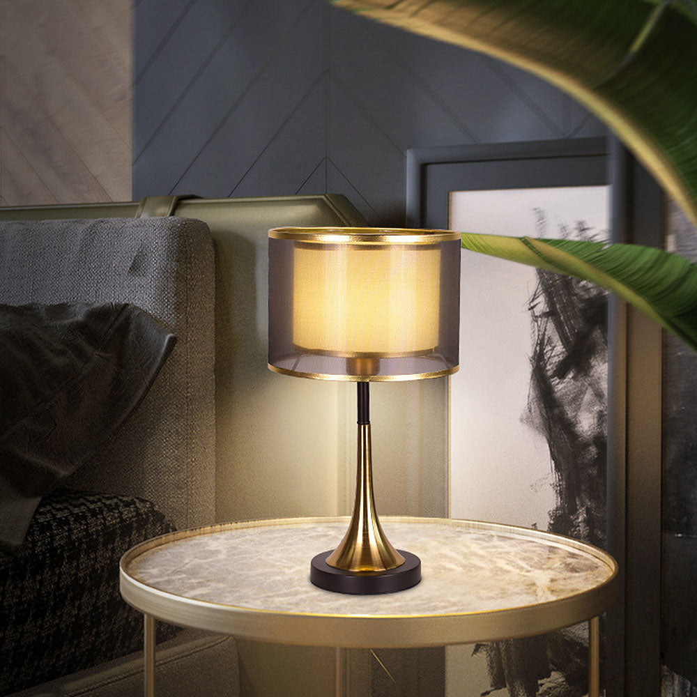 Modern Simple Fabric Gold Bedroom Mini Table Lamp