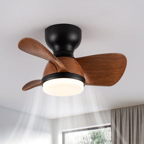 Wood Simple Stylish Bedroom Ceiling Fan With LED Light