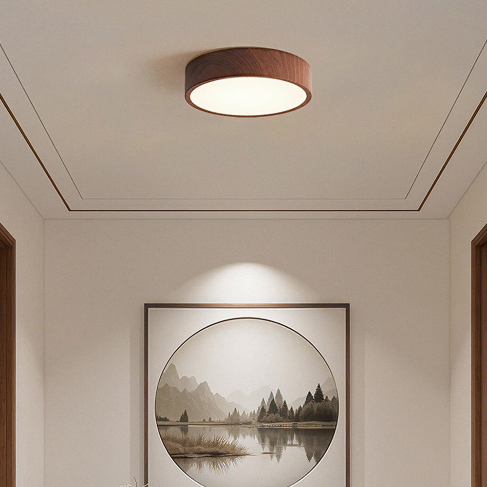 Nordic Wood LED Flush Mount Ceiling Light Minimalist Lamp for Bedroom