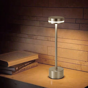 Modern I-Shaped Metal Rechargeable Dimmable Touch Table Lamp for Bedroom Tea Room