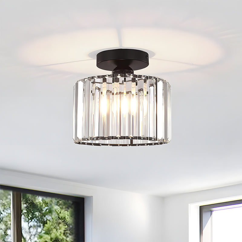 Ceiling Light Glass Shade Modern Clear Striped Flush Mount Lamp - Image 43
