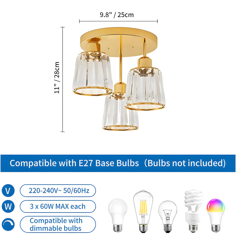 Modern Crystal Chandelier Flush Mount Ceiling Light for Living Room