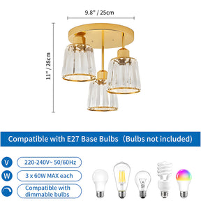 Modern Crystal Chandelier Flush Mount Ceiling Light for Living Room