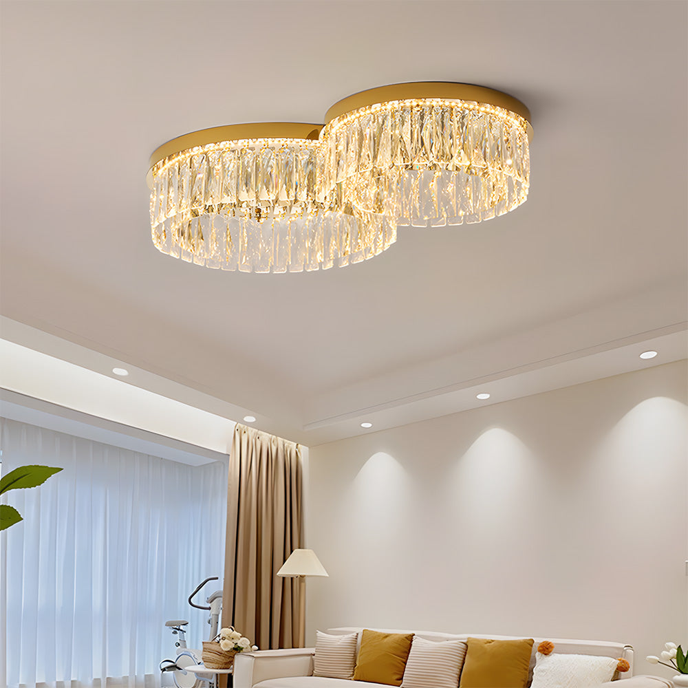 Modern Round Luxury Crystal Flush Ceiling Lights for Living Room