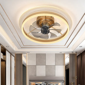 Modern Round Gold Ceiling Fan With Light