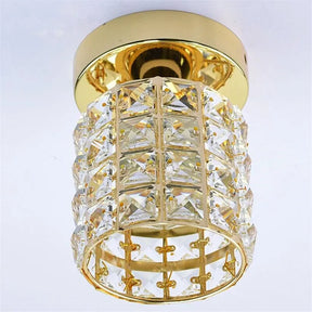 Contemporary Gold Round Glass Semi-Flush Hallway Light Fixture