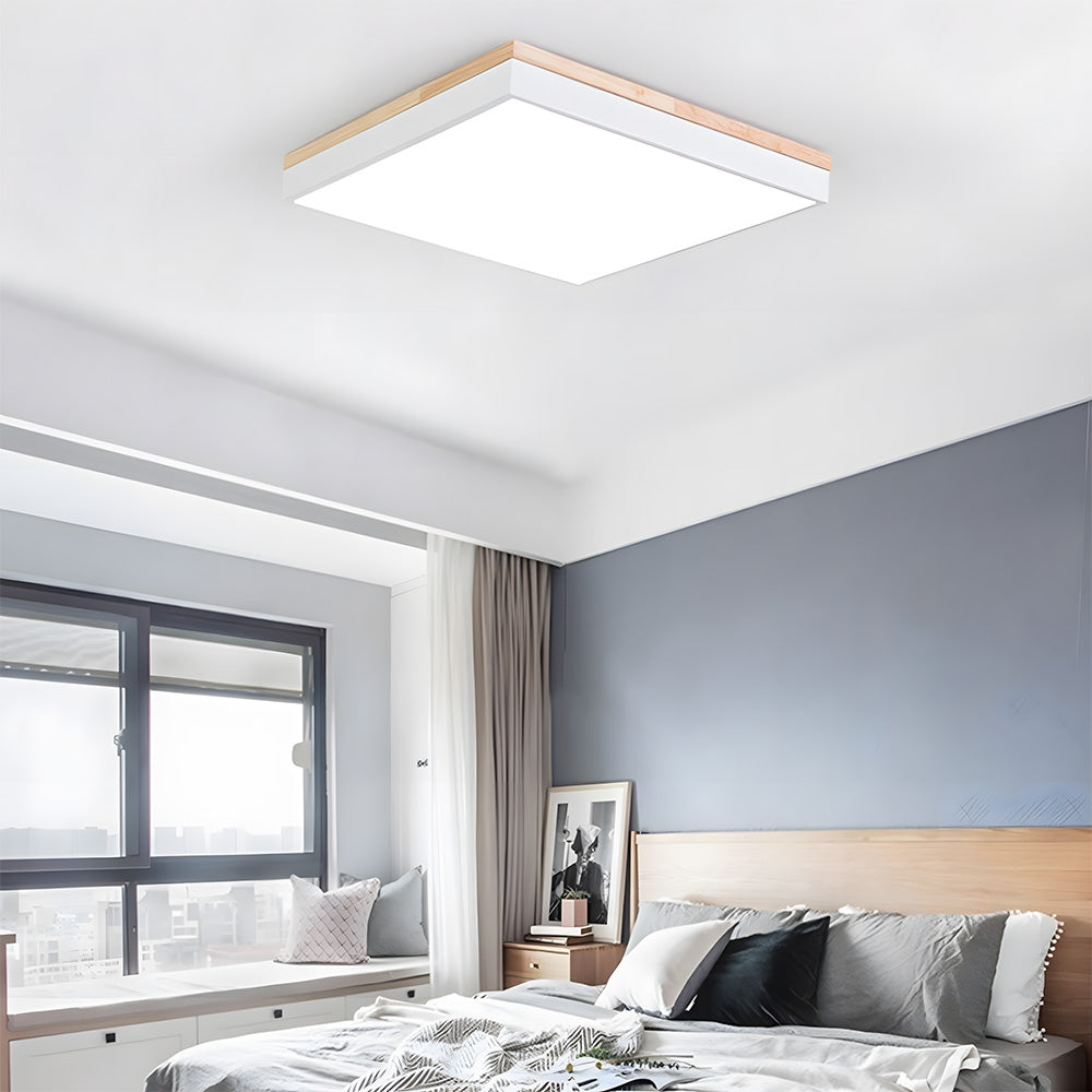 Modern Wooden Dimmable Flush Mount LED Ceiling Lights for Living Room Hallway