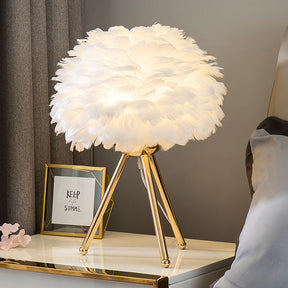 Creative Feather Bedroom White Table Lamps